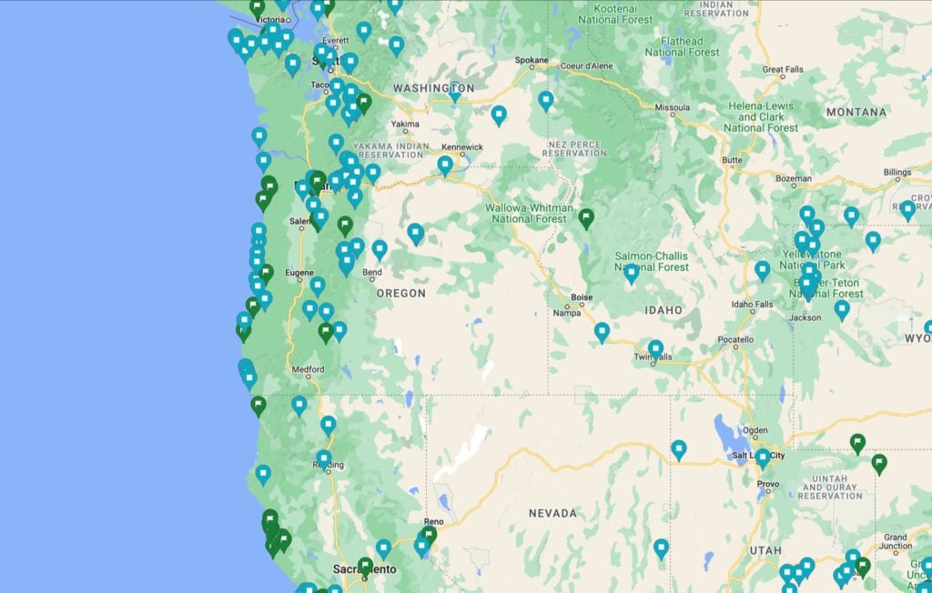 Example of my saved places on Google Maps